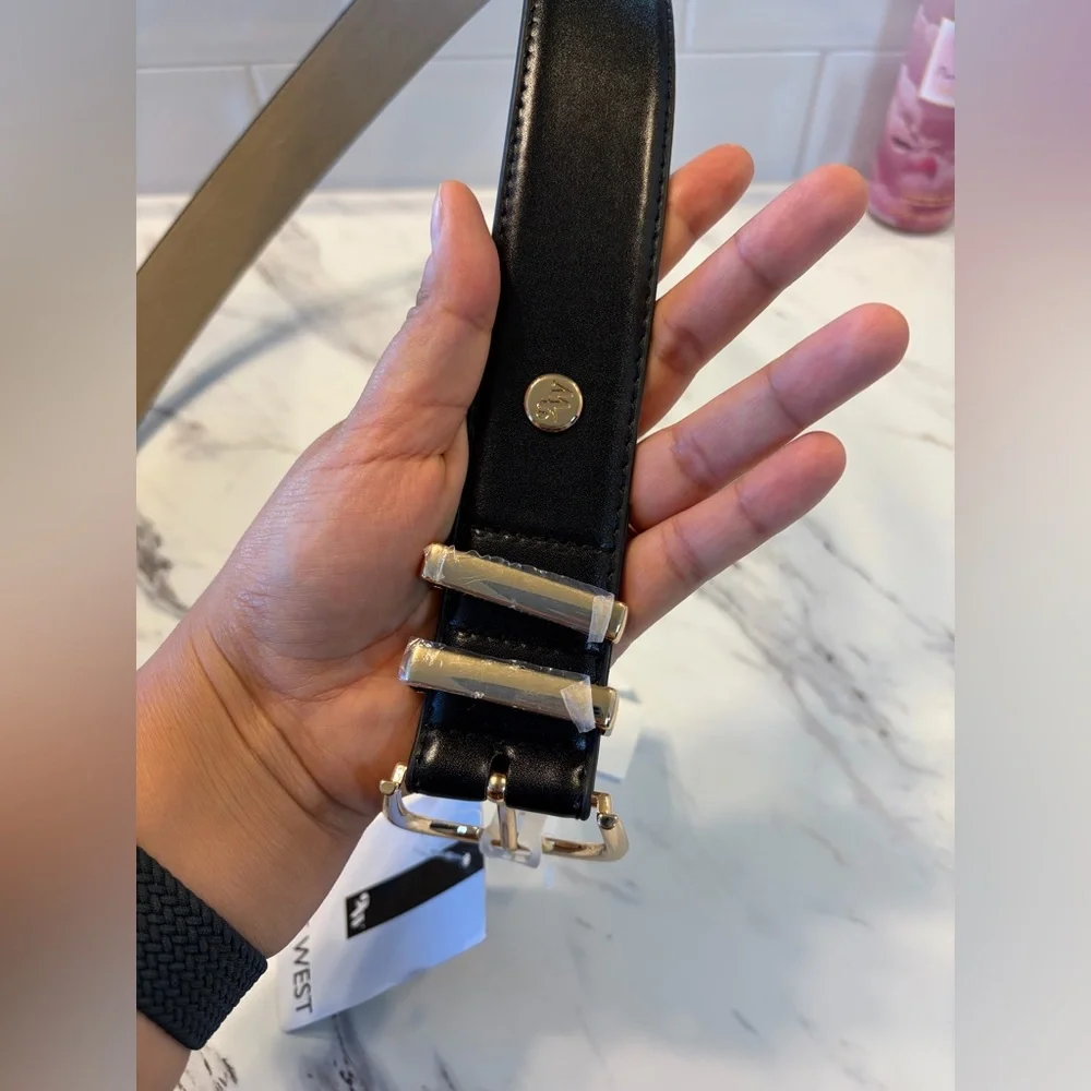 Nine West Black Belt with Gold Accents NWT Size L‎